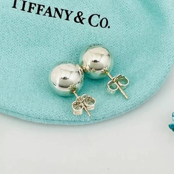 Tiffany & Co Sterling Silver 10mm Bead Ball Stud Earrings - Picture 1 of 5